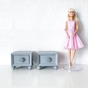 Miniature Barbie Nightstands (Set of 2) Gray 3D Printed Dollhouse Furniture
